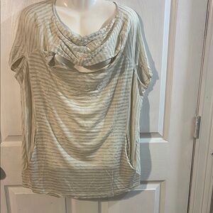 Unique Vintage Beige Striped Blouse
